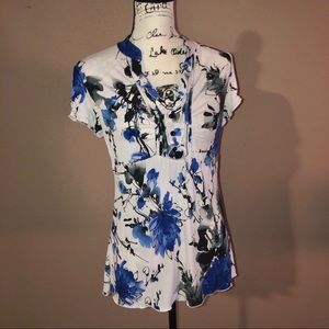 Maurices Blouse Blue and White Florals